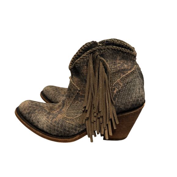 Liberty Black Python Verde leather fringe ankle boots - Picture 10 of 11